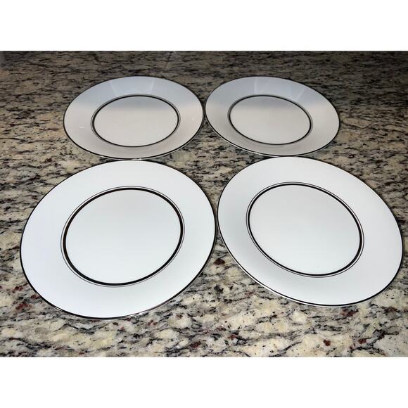 Noritake Galaxy Salad Plates 6527 Lunch Dessert 8.25" Set of 4 Platinum - Picture 2 of 8